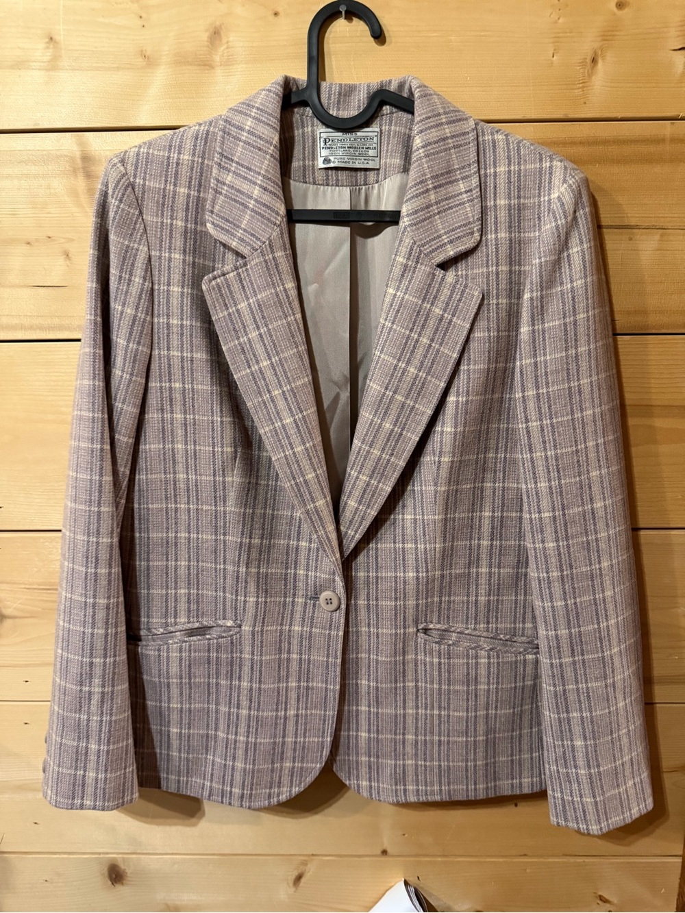 Pendleton Lavender Plaid Tailored Wool-Blend Blazer